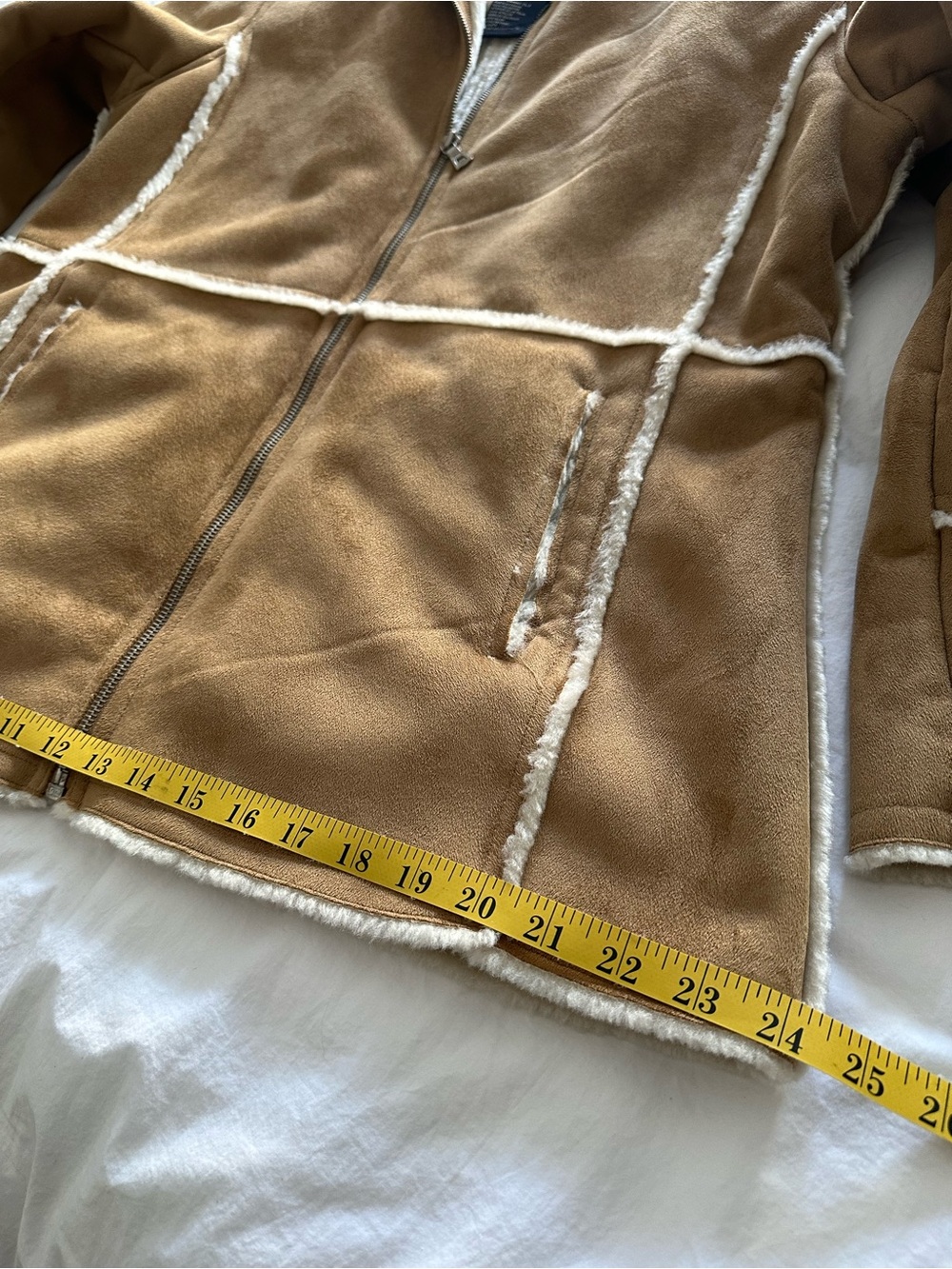Route 66 Tan Teddy Shearling Zip Jacket, size large - Picture 10 of 13